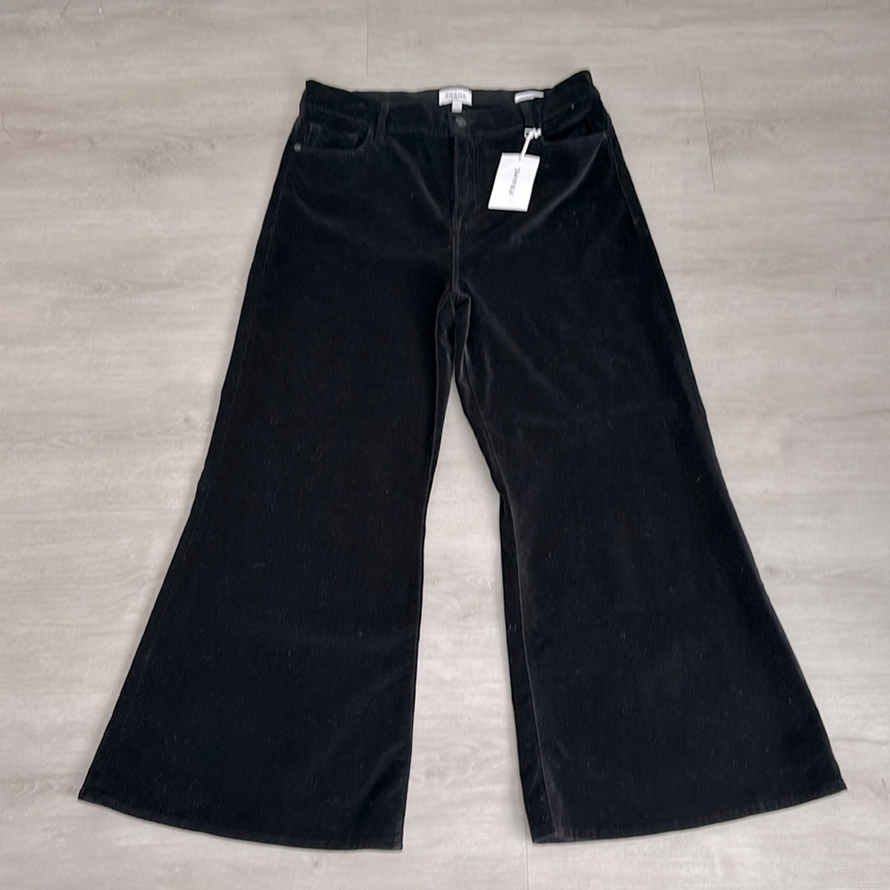 Frame Le Palazzo Black Velveteen Pants